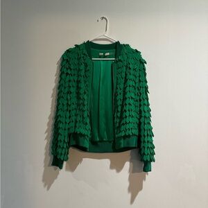 SOLD!!! Alice and Olivia Green Textured Bomber Jacket - NWOT